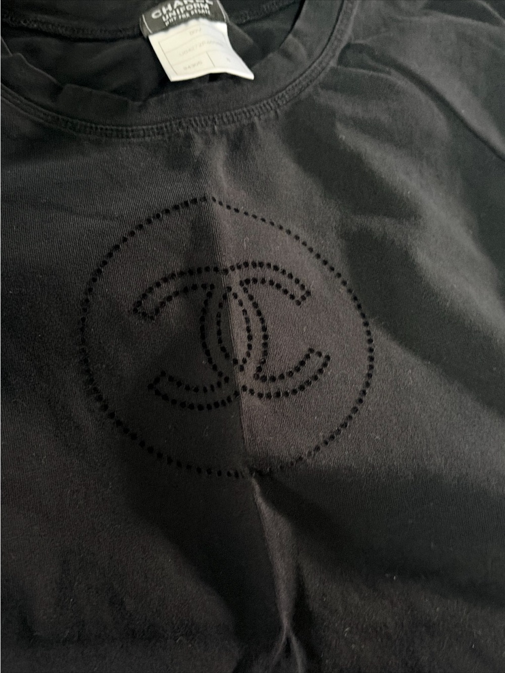 Chanel Black felt CC Logo Tee